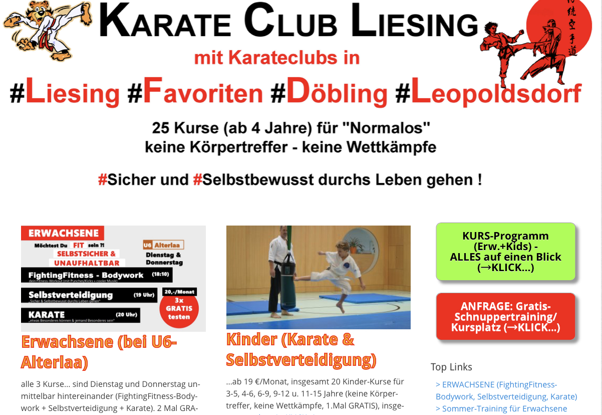 Karateclub Liesing Werbung